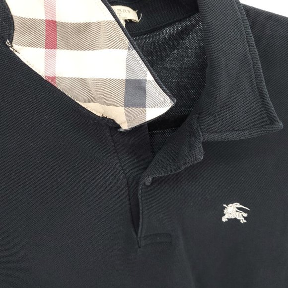 Men's Burberry Brit 100% Cotton Long Sleeve Polo S Black - Picture 8 of 16